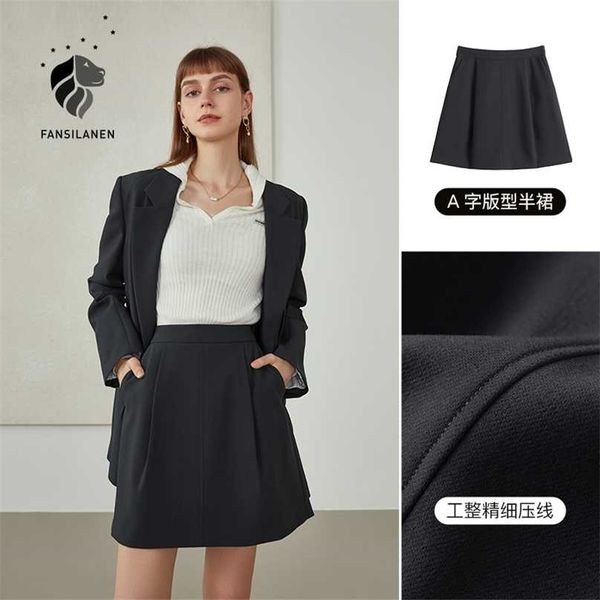 

fansilanen office lady ly autumn blazer and skirt set temperament suit professional women loose two-piece 211104, White