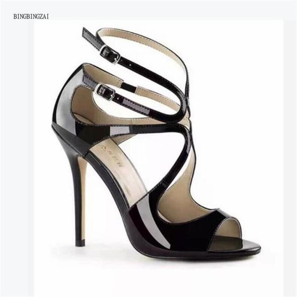 

summer women's sandals shoes high heels 12cm large 3-14 15 bbzai, Black