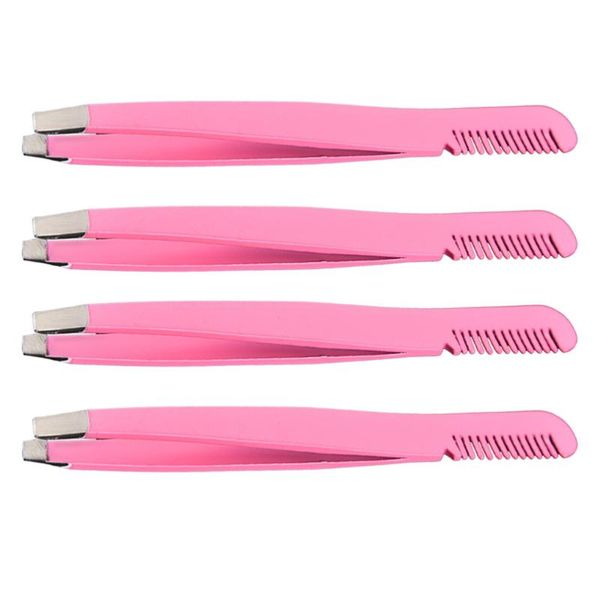

eyebrow tools & stencils 4pcs diagonal comb stainless steel tweezers clamps