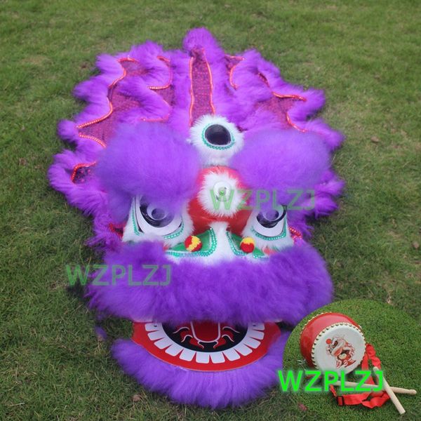 Roxo 14 polegada clássico leão dança traje tambor 5-12 idade crianças crianças wzplzj esporte esporte outdoor parada mascote china desempenho brinquedo kungfu set tradição