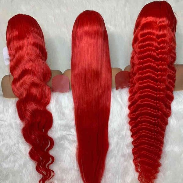 

wholale price color red body wave brazilian human hair pre plucked 13x6 wig for women remy lace front wigs, Golden;white