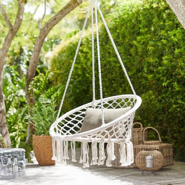 

camp furniture feistel garden hanging chair white hammock round with cotton tassel style for balcony and yard black