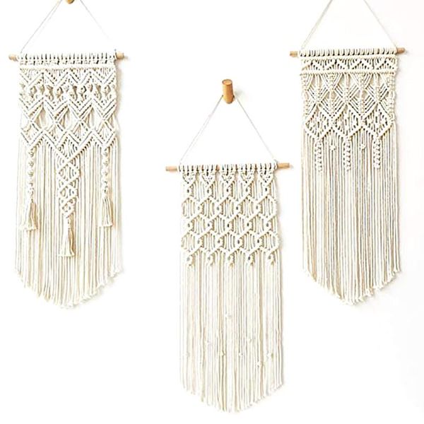 

tapestries macrame wall hanging woven art tapestry boho style home decor for apartment bedroom living room gallery 3pcs