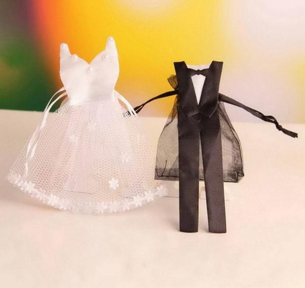

gift wrap 120pcs black/white bridegroom/bride organza candy chocolate bag boxes for wedding party birthday baby shower favors gifts