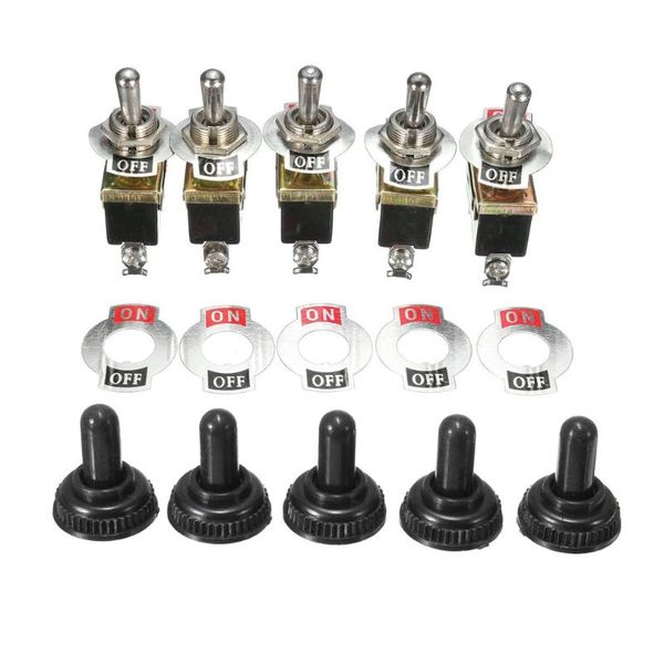 

smart home control 5 pcs/set heavy duty 15a 250v spst 2pins 2 terminal on/off toggle rocker switch waterproof boot for car boat