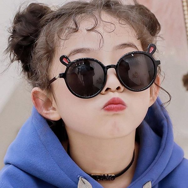 

sunglasses kaixing 2021 children's cute cat eye round framed kids summer uv protection lens for boys and girls, White;black