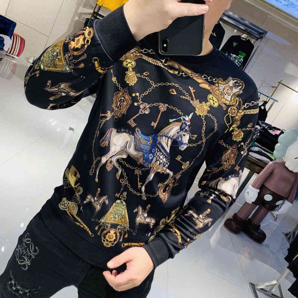 

tee baroque trend homme shirt luxury printing tshirt drill for black men gold shirts autumn 2021 spring, White;black