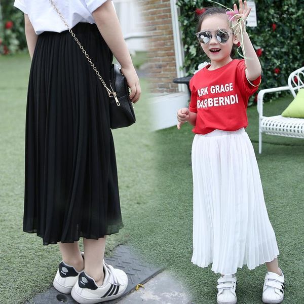 

skirts girls long skirt fashion children clothes kids pink black pleated chiffon teens summer 6 8 9 10 11 12 13 14 y1, Blue