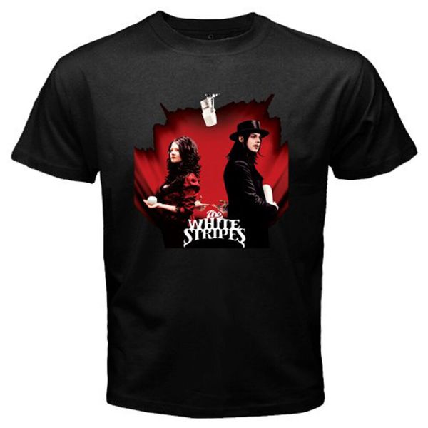 

the white stripes *get behind me satan men's black t-shirt size s-3xl, White;black