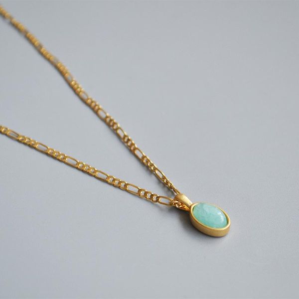 

timeless wonder glam light blue oval stone chains necklace women jewelry punk designer ins trendy statement cute fine 6443 chokers, Golden;silver