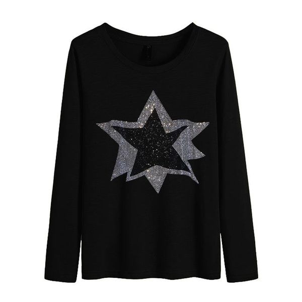 

women's hoodies & sweatshirts plus size women clothing 2021 black star diamond y2k drilling harajuku tees fashion pullovers h026