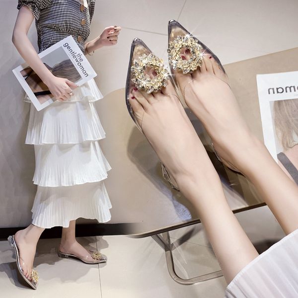 

spring and summer new women's sandals korean fashion high heeled shoes transparent thick heeled sandals for women, Black