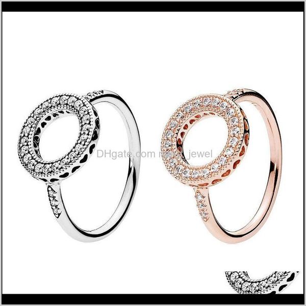 

925 sterling silver hearts halo ring set original box for pandora grain women men wedding cz diamond 18k gold ring 8 k2 eyyii kciy7, Slivery;golden