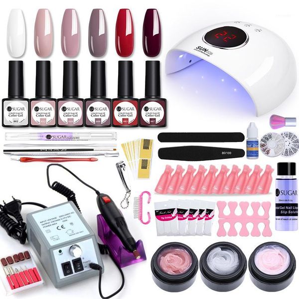 

sugar super manicure set for nail kit with led lamp 20000rpm drill machine polish acrylic art tools1