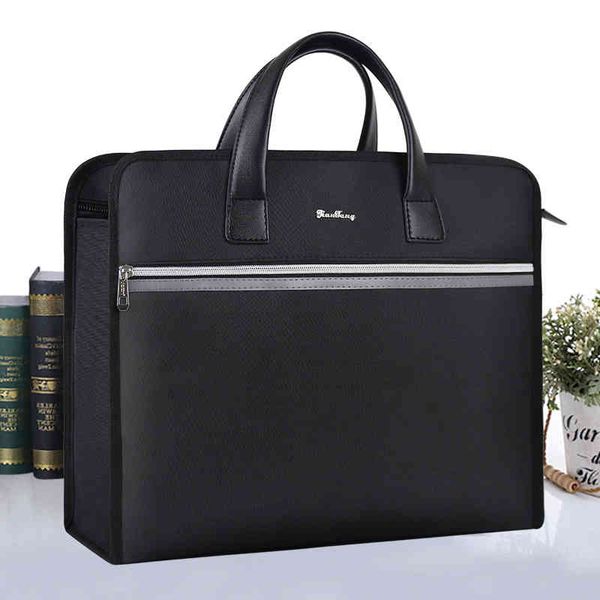

thickened office data waterproof document bag portable business briefcase a4 multi-layer canvas zipper large capacity men and women