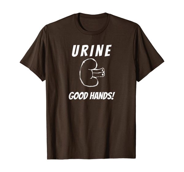 

urine good hands dialysis technician pun renal nurse t-shirt, White;black