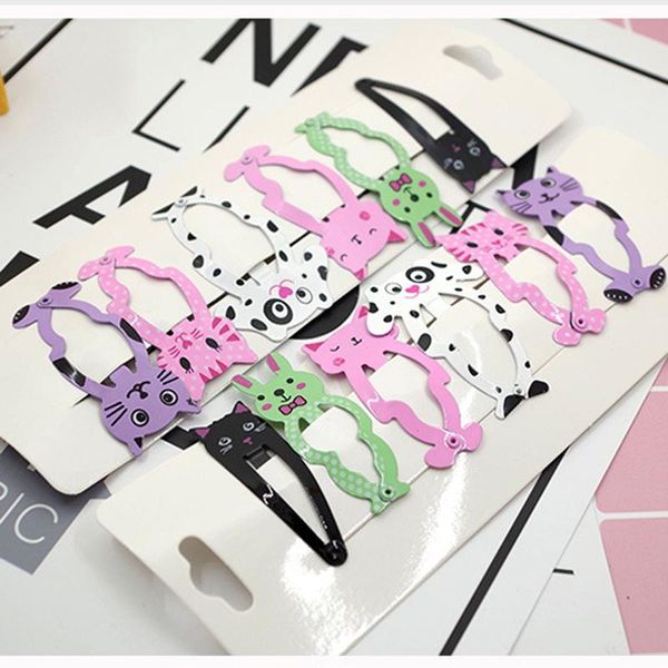 

hair accessories 6pcs/lot children cartoon animals clips spray painting cute dog cat barrettes fashion girl women headwear, Slivery;white