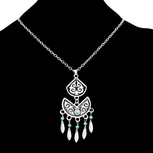

earrings & necklace fashion bohemian vintage tibet jewelry set tassels drop women chain pendant gift, Silver