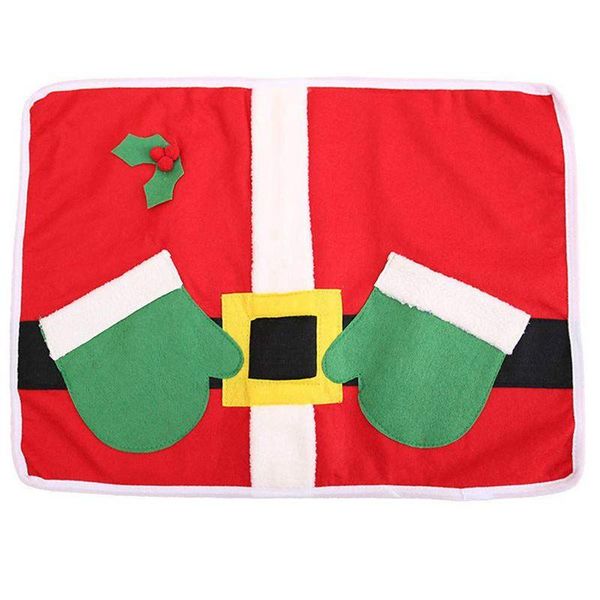 

table runner placemats christmas santa suit mats, placemat set of 4 non-slip washable place mats cutlery holder dinner party decor
