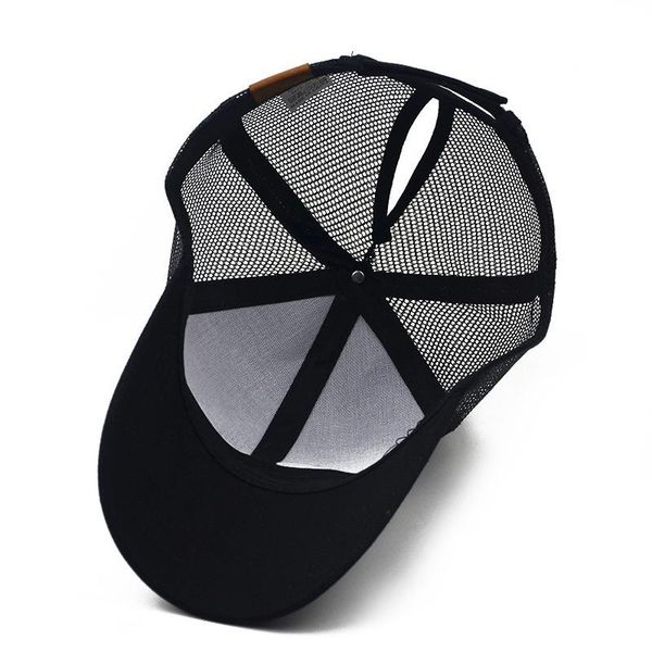 

outdoor hats 2pcs ponycap messy high bun ponytail mesh trucker baseball cap hat adjustable dad-hat g66, Black;white