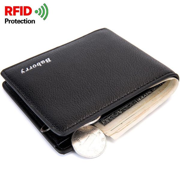

rfid protection wallet anti theft scan men biflod short wallets zipper coin case pouch casual pu leather money purse, Red;black