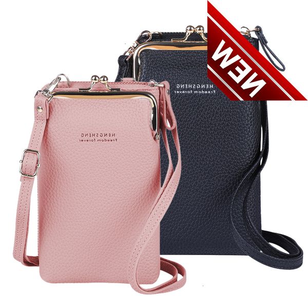 

sell mobile phone with metal opening crossbody bags women mini pu leather shoulder messenger bag for girls gift 2022