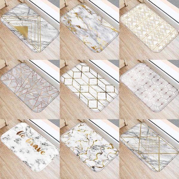 

brief marble geometric printed kitchen door mat 40*60 coral velvet carpet rubber floor mats colorful non-anti-slip rug 48267-4 carpets