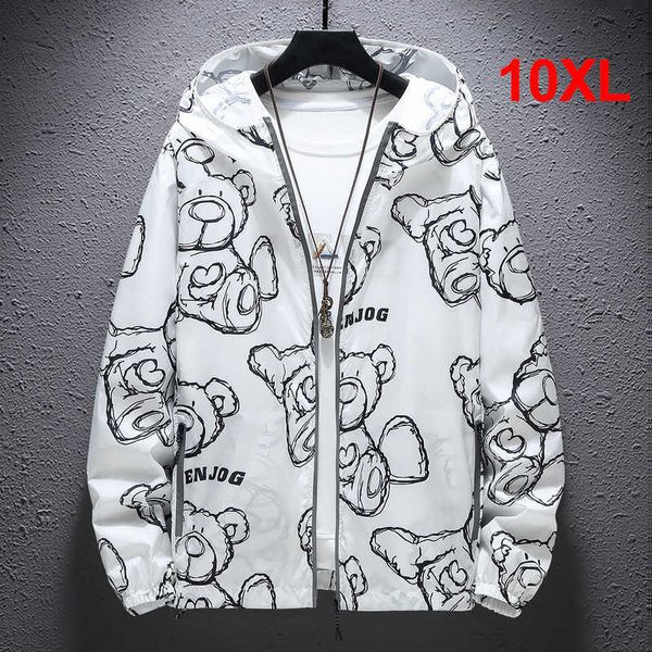 Jaquetas finas de verão homens streetwear moda cartoon urso graffiti jaquetas reflexivo windbreaker casacos mais tamanho 10xl ha127 x0621
