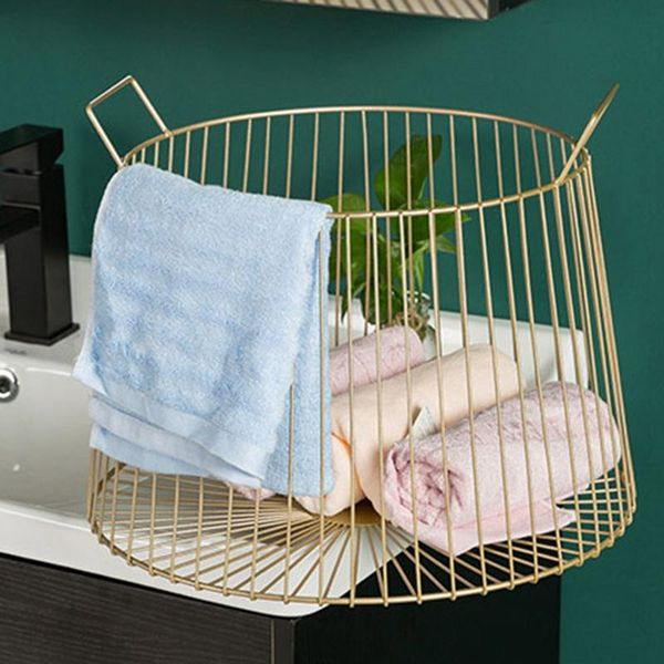 

nordic cast iron metal storage basket home el bathroom dirty clothes laundry toy sundries organizer-abux & organization