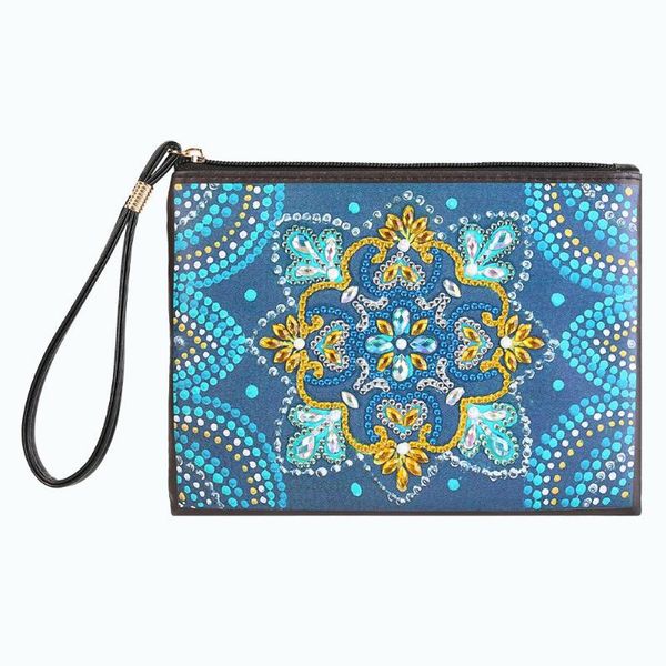 

storage bags diy mandala special shaped diamond painting wristlet clutch zipper wallet