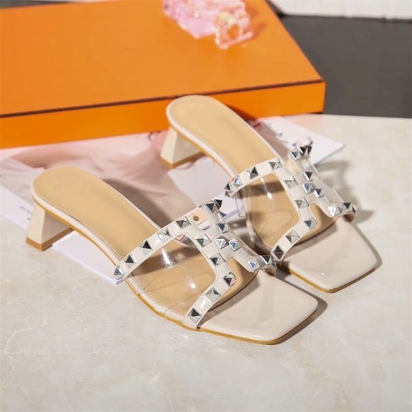 

70% off wholesale flip-flops shoes women sumer slippers med thin heel flip flops solid color fashion ladies square toe high-heeled sandals, Black