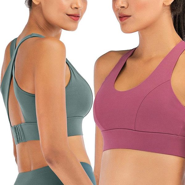 

gym clothing workout sports bras for women running yoga fitness backless clothes with pad mvi-ing, White;black