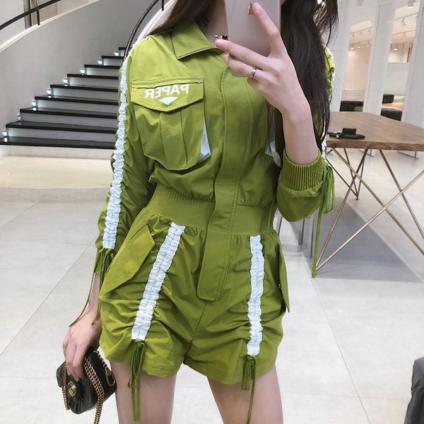 

spring and summer fashion casual brand young female women ladies girls long sleeve jumpsuit clothes women's jumpsuits & rompers, Black;white