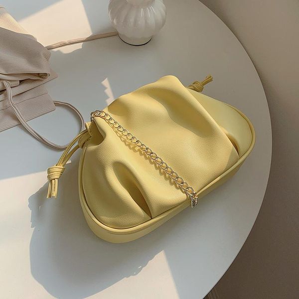 

small drawstring pu leather crossbody bags for women 2021 ladies black yellow shoulder handbags and purses totes