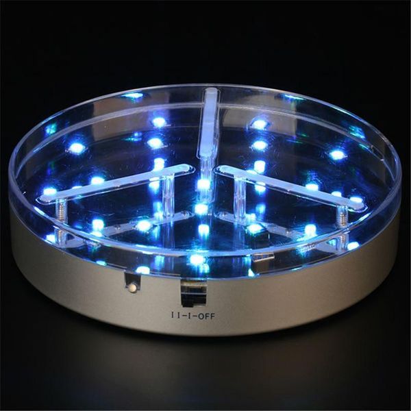 

piece/lot christmas party centerpiece ideas rgb led light stand,6 inch diameter, round shape, 3 battery operated decoration