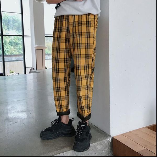 

womens capris streetwear plaid casual straight harem pants hip hop plus size men women drop good quality, Black;white