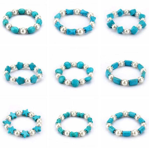 

mix order round oval beads tibetan silver turquoise beaded strands bracelets dymtqb049 fashion gift national style women men's diy brac, Black
