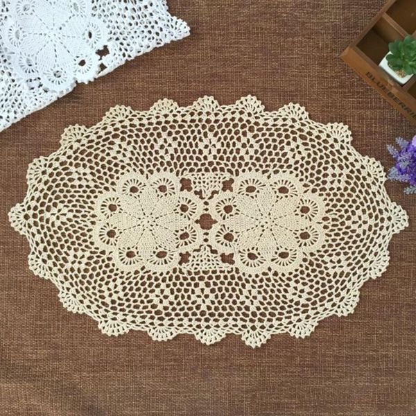 

table cloth handmade crochet cotton oval tablecloth dining runner mats placemat flower lace doilies dish pad wedding party home decor