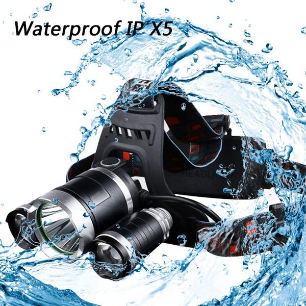 

headlamps z25 led headlight 3x xml 3xt6 non-zoomable rechargeable bulb 2x 18650 battery t6