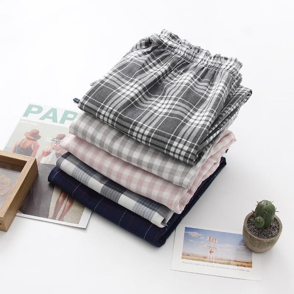 

spring autumn women 100% cotton sleeping bottoms female plus size nighty trousers ladies thicken loosen plaid pajama pants women's slee, Black;red