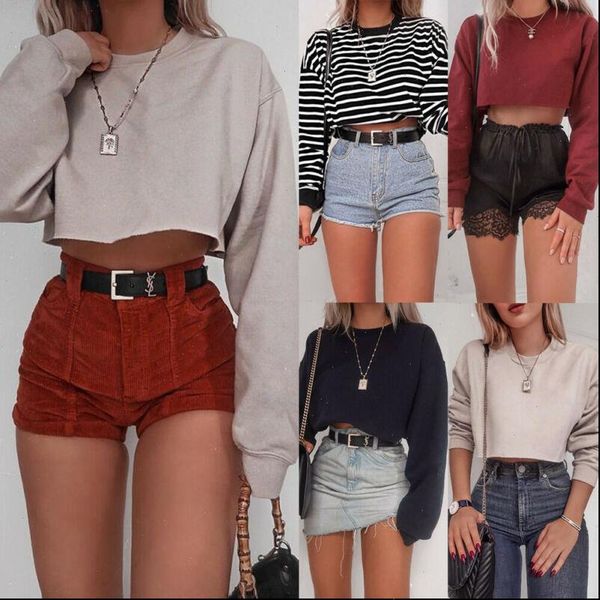 

women sweatshirt long sleeve hoody jumper cropped hoodie pullovers autumn campus casual sweatshirts, Black