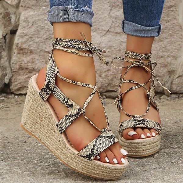 

sandals summer women strappy thick-soled wedges high heels woven female multi-strap crisscross ankle strap open toe shoes#07091, Black