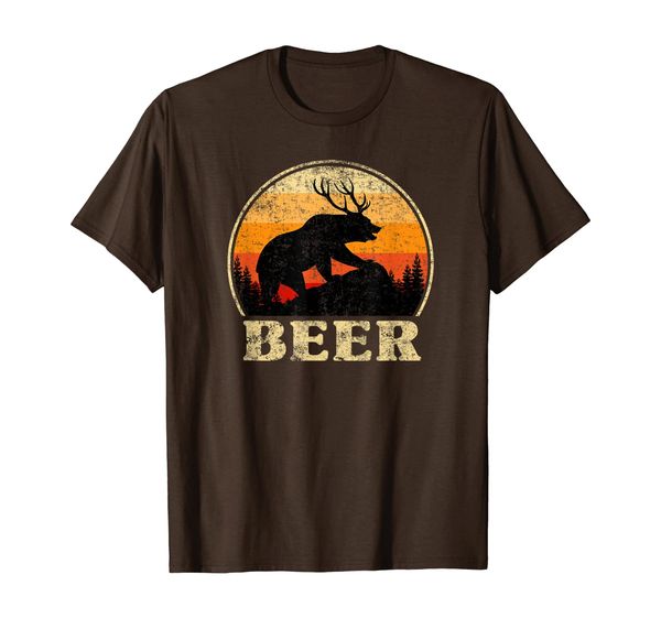 

bear deer funny beer retro vintage t-shirt, White;black