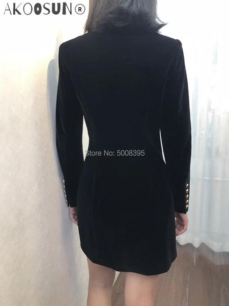 

casual dresses black navy velvet mini dress satin-effect lapel collar front double breasted long sleeves woman 2021 fashion, Black;gray