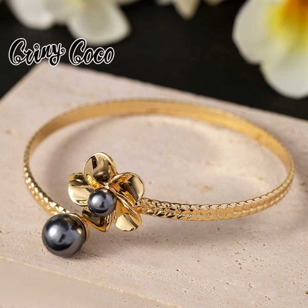 

beaded, strands cring coco 2021plumeria bracelet hawaiian designer polynesian jewelry gold flower bangle bracelets for women year girls gift, Black