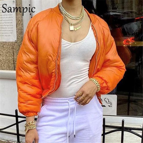 

women's down & parkas sampic vintage black orange shirt women oversize coat zipper winter warm thick cotton jackets casual female short