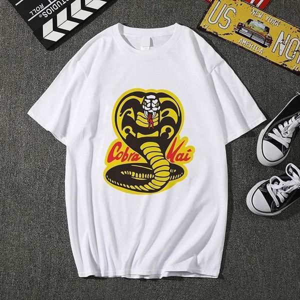 

fashion mens karate kid cobra men kai vintage tee short sleeve o neck hip hop clothing, White;black