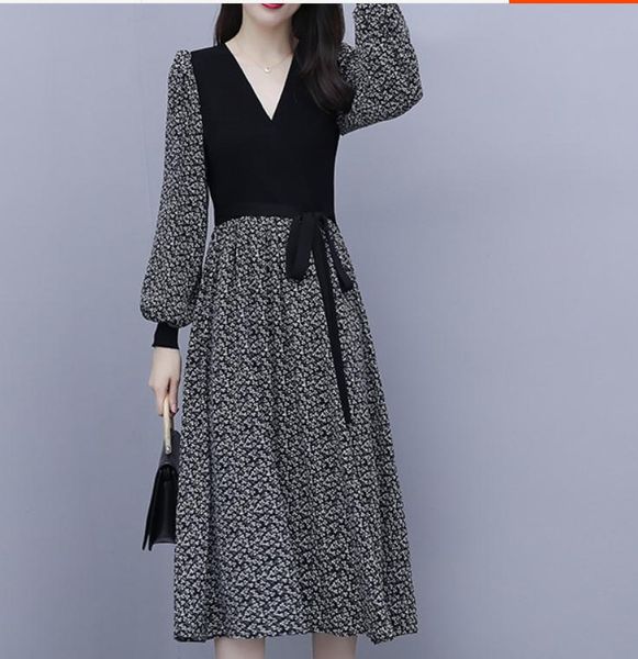 

2021 summer fashion long sleeve women's dress@22, Black;gray