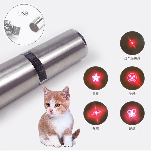 

cat toys 3 in 1 usb pet laser light toy red dot pen interactive with funny 2021