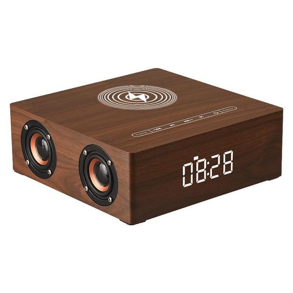

desk & table clocks bluetooth wireless speaker tf pc tv deskwooden subwoofer led digital clock bedside alarm aux fm